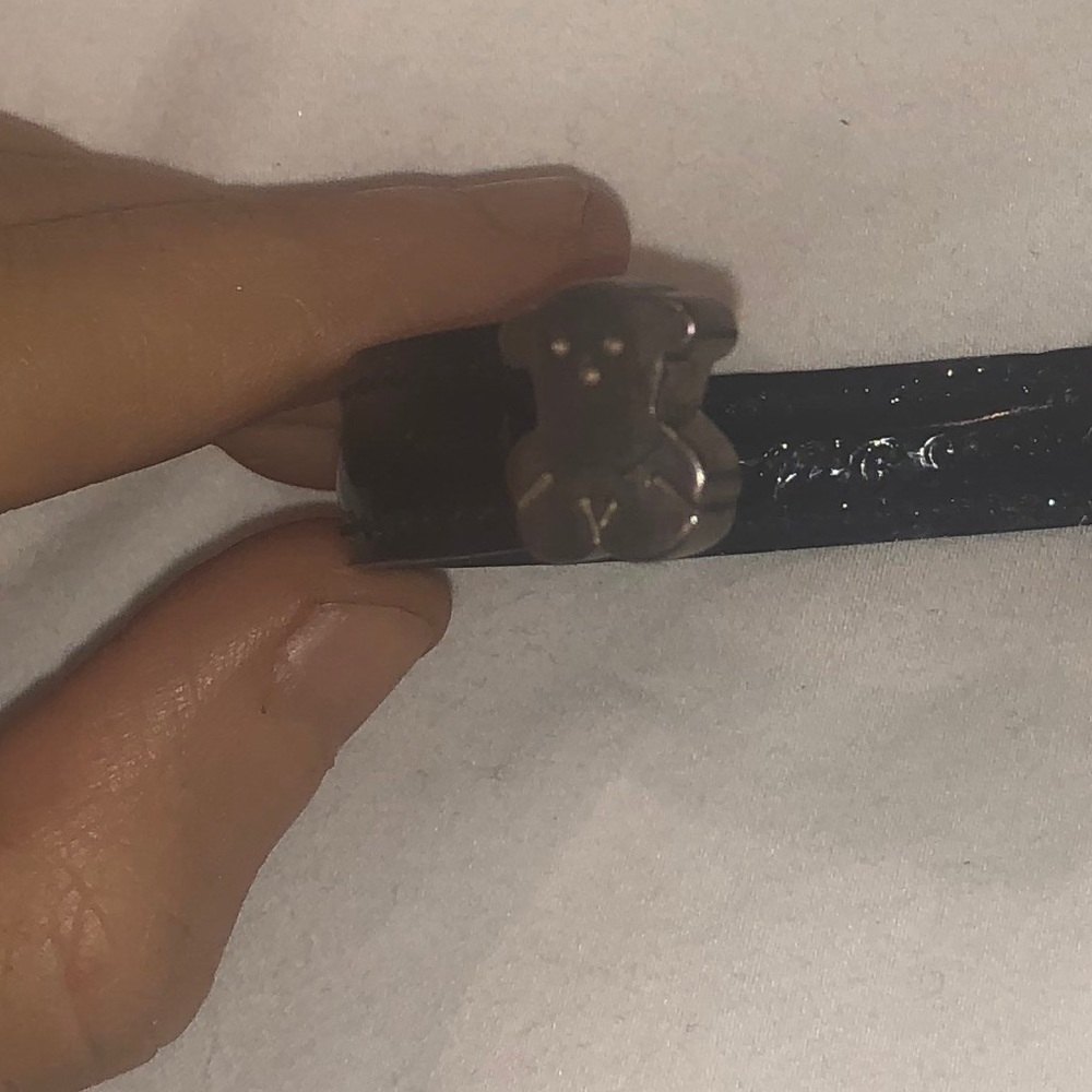 Leather Silver Bear Bracelet Cuff - image 4